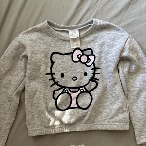 Hello Kitty Gray Cropped Sweatshirt Kids Sanrio Graphic
